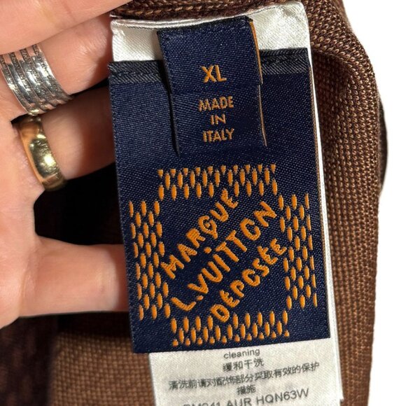 Louis Vuitton SS24 Brown Damier Crystal LV Patch Cotton Knitted T-shirt - Picture 7 of 9